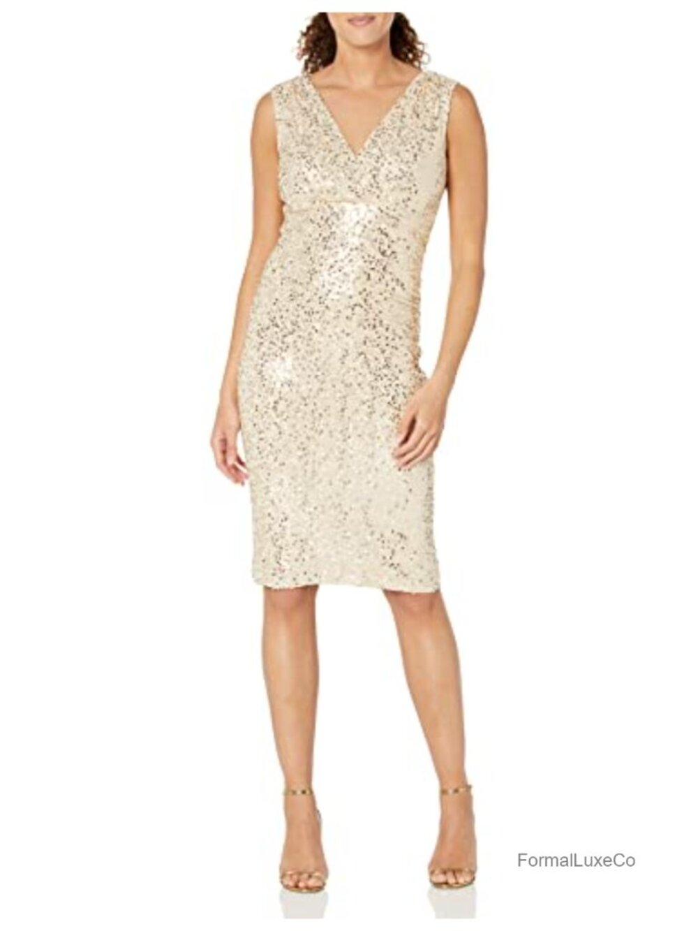 Eliza J Sheath Empire Waist Sleeveless V-Neck Cocktail Dress